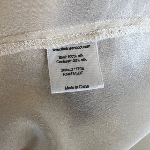 Line & Dot Cream Button-Up Long Sleeve Women's Top with Black Print Sz S - Picture 9 of 11